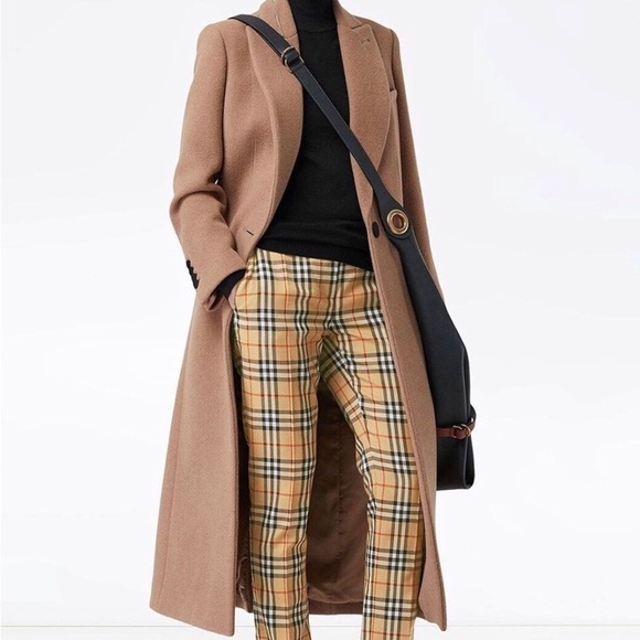 Burberry Pants - Burberry Nova Check Wide Leg High Waisted Wool Trousers